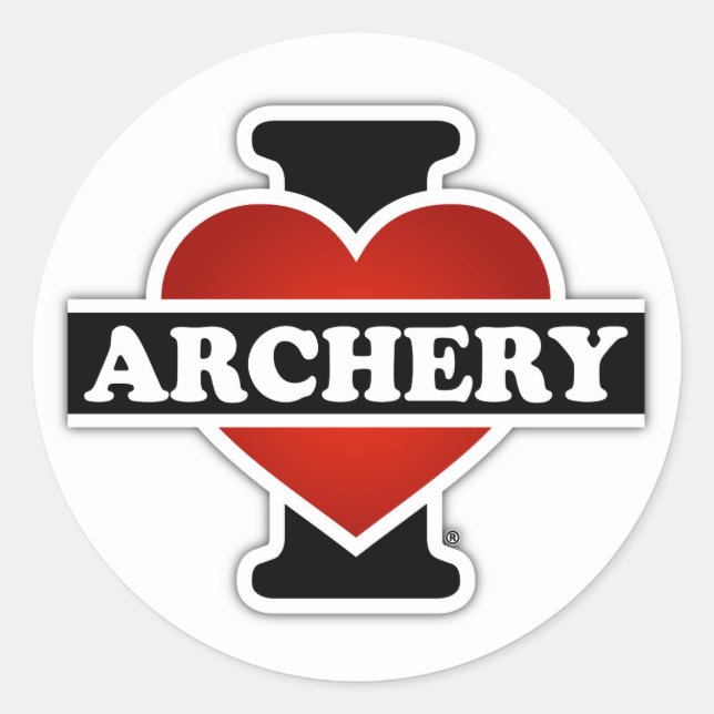 I Love Archery Classic Round Sticker (Front)