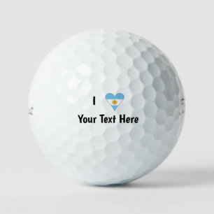 I LOVE (Argentine Heart Flag) Personalized Text Golf Balls