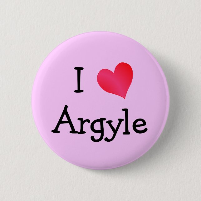 I Love Argyle 2 Inch Round Button (Front)