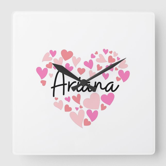 I love Ariana Square Wall Clock (Front)