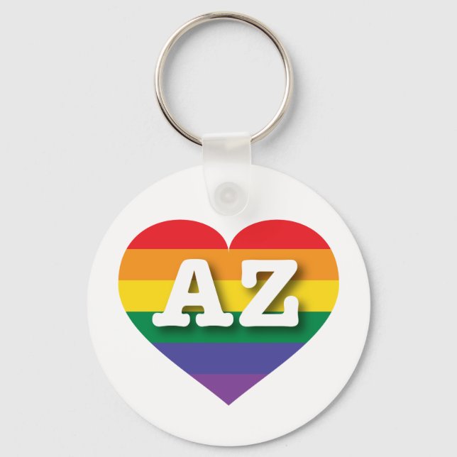I Love Arizona Rainbow Heart Keychain (Front)