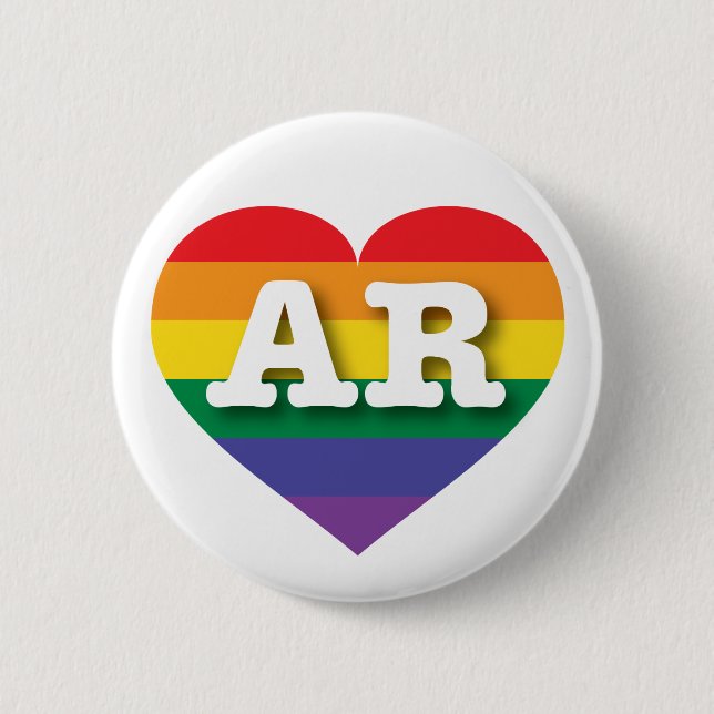 I Love Arkansas Rainbow Heart 2 Inch Round Button (Front)