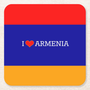 I Love Armenia, flag of Armenia Square Paper Coaster