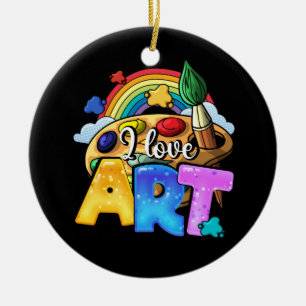 I Love Art Artist Painter Colorful Painting Rainbo Ceramic Ornament