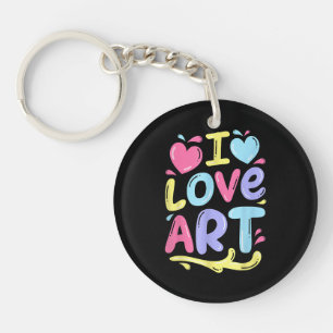 I Love Art, Artist Painter Colourful Painting Gift Keychain