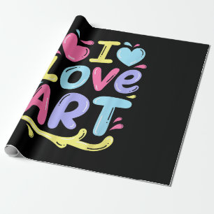 I Love Art, Artist Painter Colourful Painting Gift Wrapping Paper