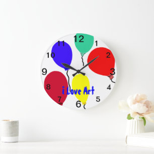 I Love Art Colourful Balloons Clock