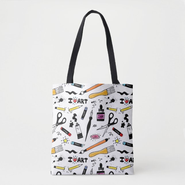 I Love Art Supplies Tote Bag (Front)