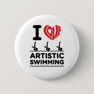 I Love Artistic Swimming Synchro Swimmer 2 Inch Round Button