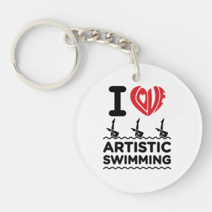 I Love Artistic Swimming Synchro Swimmer Keychain