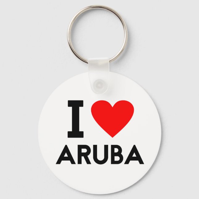 i love Aruba country nation heart symbol text Keychain (Front)