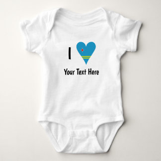 I Love (Aruba Heart Flag) Personalized  Baby Bodysuit