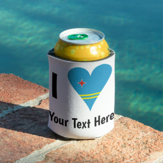 I Love (Aruba Heart Flag) Personalized  Can Cooler