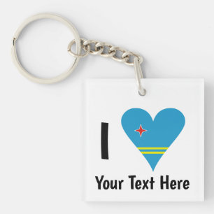 I Love (Aruba Heart Flag) Personalized Keychain