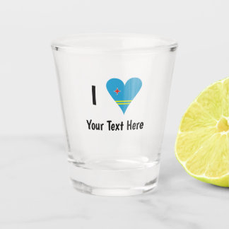 I Love (Aruba Heart Flag) Personalized Shot Glass