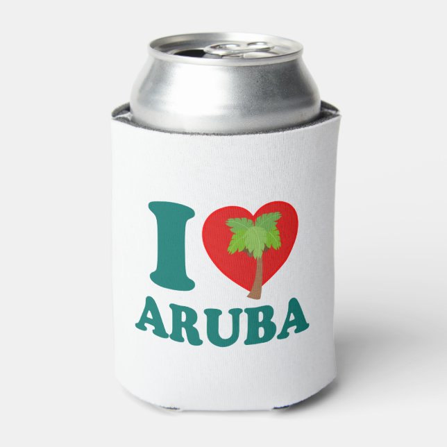 I Love Aruba Palm Tree Can Cooler (Can Front)