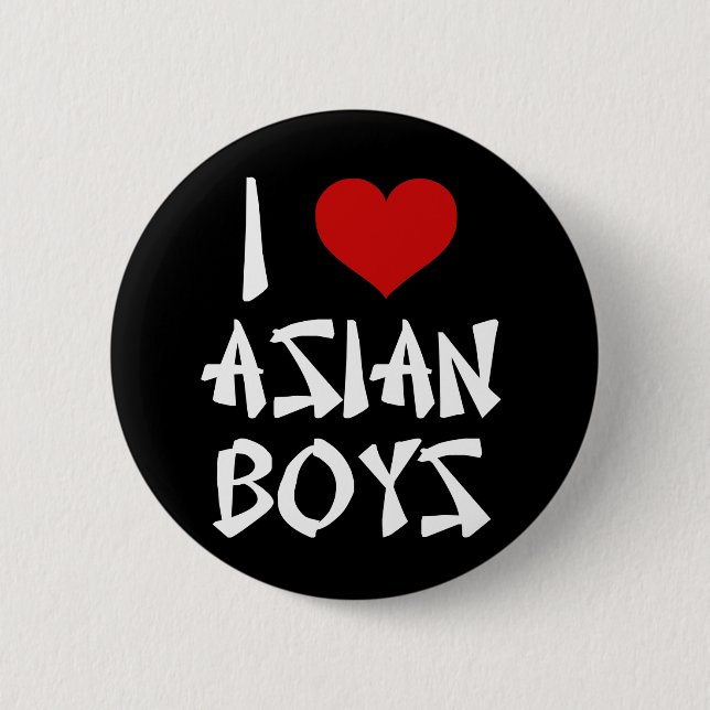 I Love Asian Boys 2 Inch Round Button (Front)
