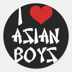 I Love Asian Boys Classic Round Sticker