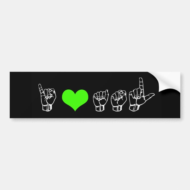 I Love ASL (American Sign Language) Bumper Sticker (Front)