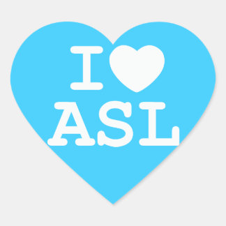 I Love ASL (Colour) Heart Sticker