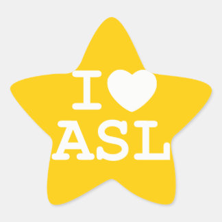I Love ASL (Colour) Star Sticker
