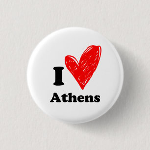 I love Athens 1 Inch Round Button