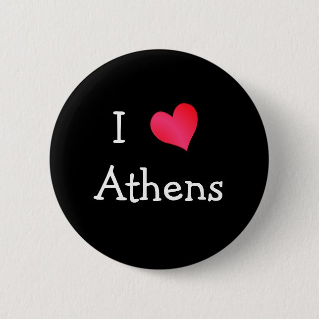 I Love Athens 2 Inch Round Button (Front)
