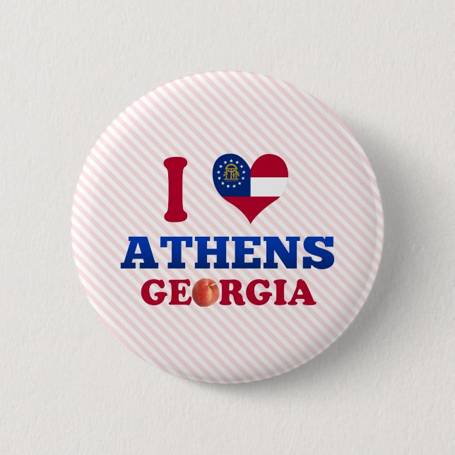 I Love Athens, Georgia 2 Inch Round Button (Front)