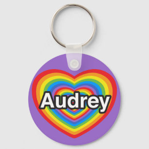 I love Audrey. I love you Audrey. Heart Keychain