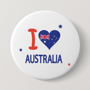 "I LOVE AUSTRALIA" Australia Day 26th January 3 Inch Round Button