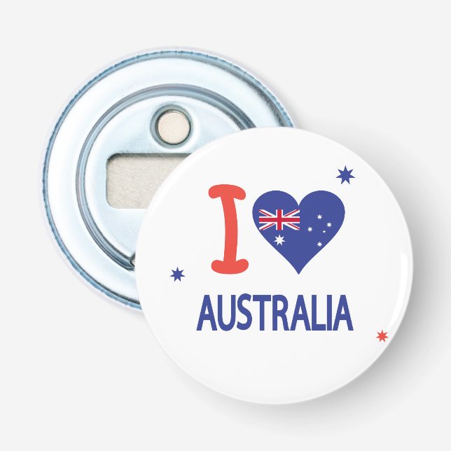 "I LOVE AUSTRALIA" Australia Day 26th January Bottle Opener (Front)