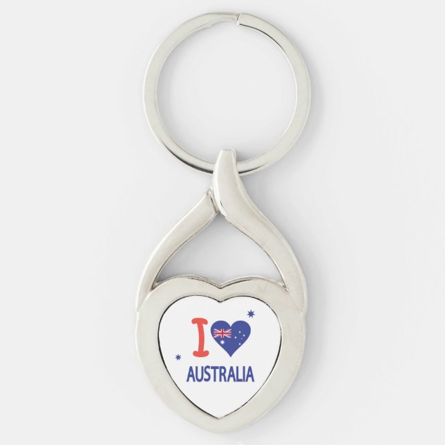"I LOVE AUSTRALIA" Australia Day 26th January Keychain (Front)