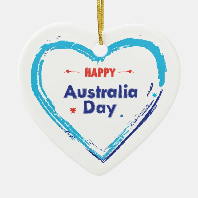 "I LOVE AUSTRALIA" Australia Day 26th January Mode Ceramic Ornament (Front)