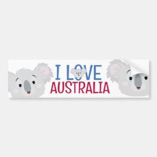 I Love Australia Gray Koala Bear  Bumper Sticker