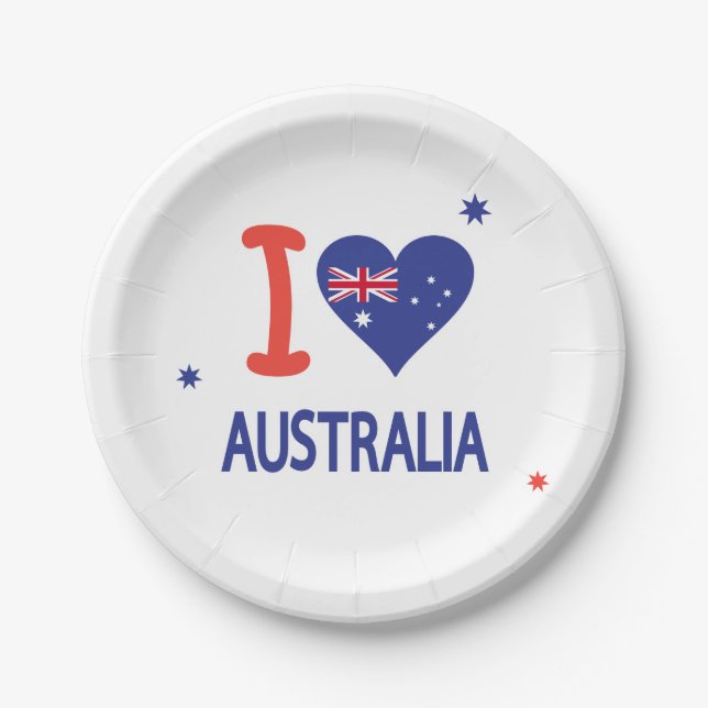 I LOVE AUSTRALIA Happy Australia Day Paper Plate (Front)