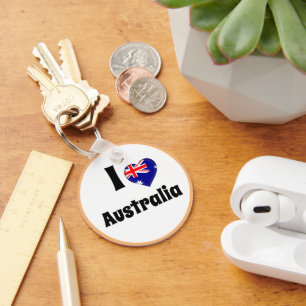 I love Australia & Heart - country, travel /sports Keychain