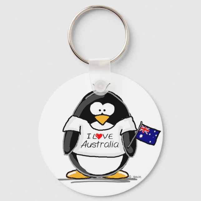 I Love Australia Penguin Keychain (Front)