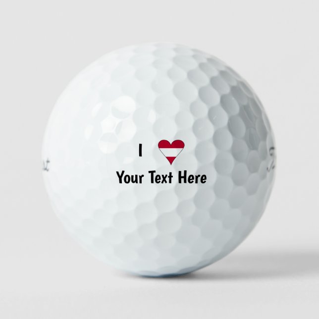 I Love (Austrian Flag Heart) Personalized  Golf Balls (Front)