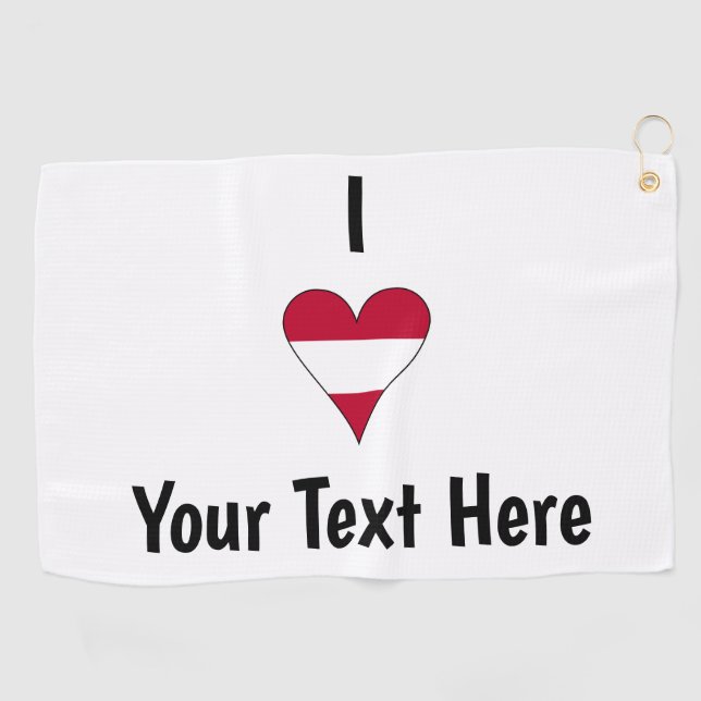 I Love (Austrian Flag Heart) Personalized  Golf Towel (Horizontal)