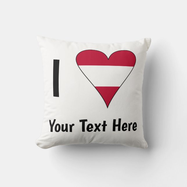 I Love (Austrian Flag Heart) Personalized  Throw Pillow (Front)