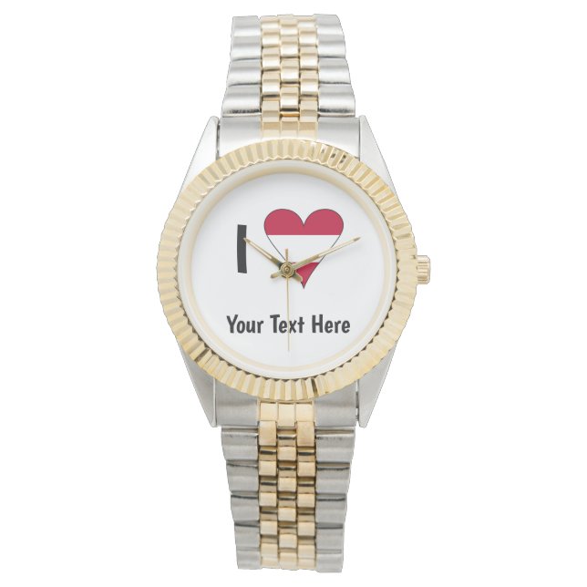 I Love (Austrian Flag Heart) Personalized  Watch (Front)