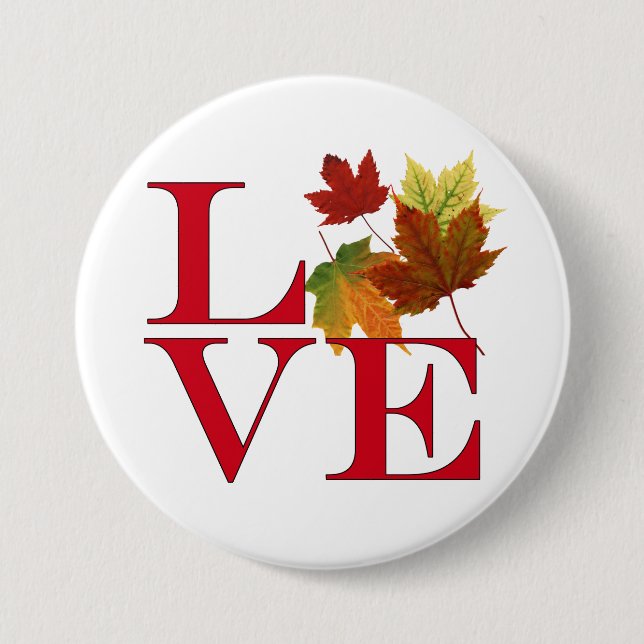 I Love Autumn 3 Inch Round Button (Front)