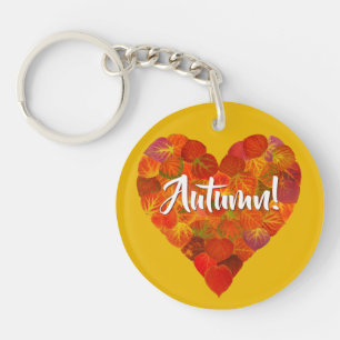 I Love Autumn, Bold—Red Aspen Leaf Heart 1