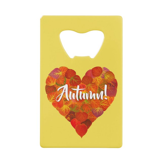 I Love Autumn, Bold—Red Aspen Leaf Heart 1 (Devant)
