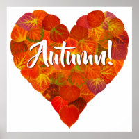 I Love Autumn, Bold—Red Aspen Leaf Heart 1