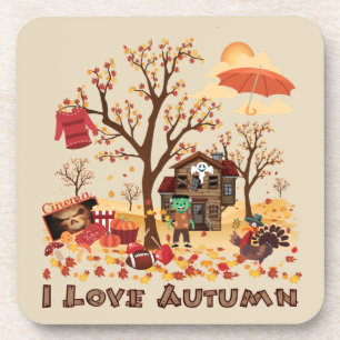 I Love Autumn - Fall Elements and Scenery Coaster