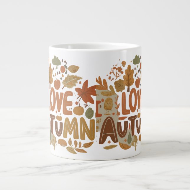 I Love Autumn Large Coffee Mug (Front)