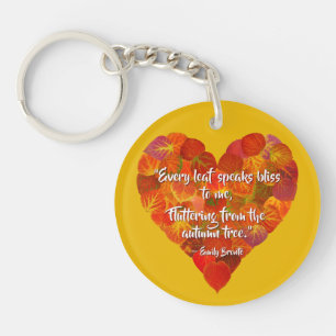 I Love Autumn—Red Aspen Leaf Heart 1, Brontë Quote Keychain