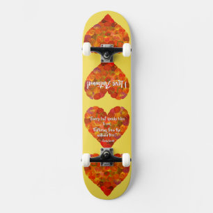 I Love Autumn—Red Aspen Leaf Heart 1, Brontë Quote Skateboard