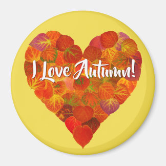 I Love Autumn!—Red Aspen Leaf Heart 1 Magnet